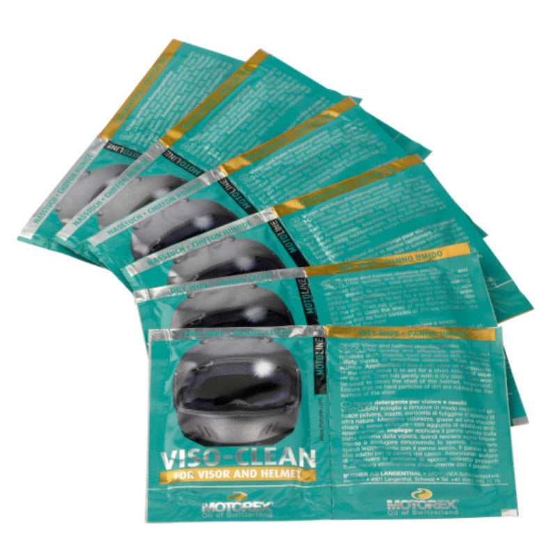 Motorex VISO-CLEAN Visor & Helmet Cleaning Wipes 6 Pack