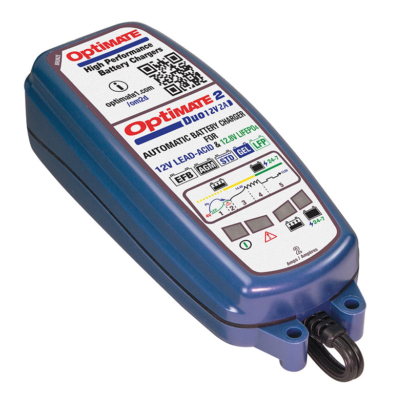 OptiMate 2 DUO 2A 5-Step Lithium & Lead Acid Battery Smart Charger