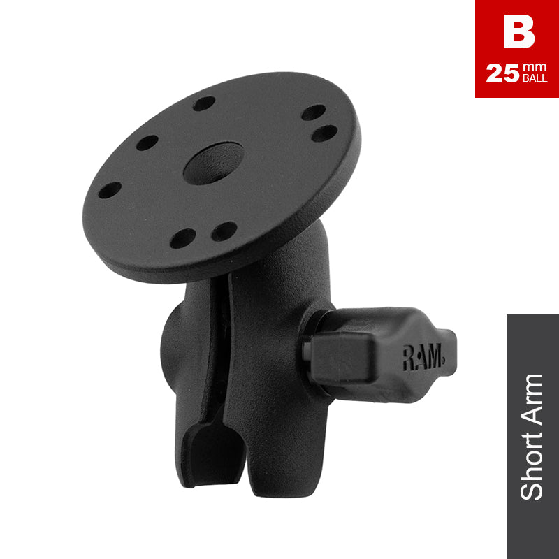 RAM Double Socket Arm with Round Base 1" Ball