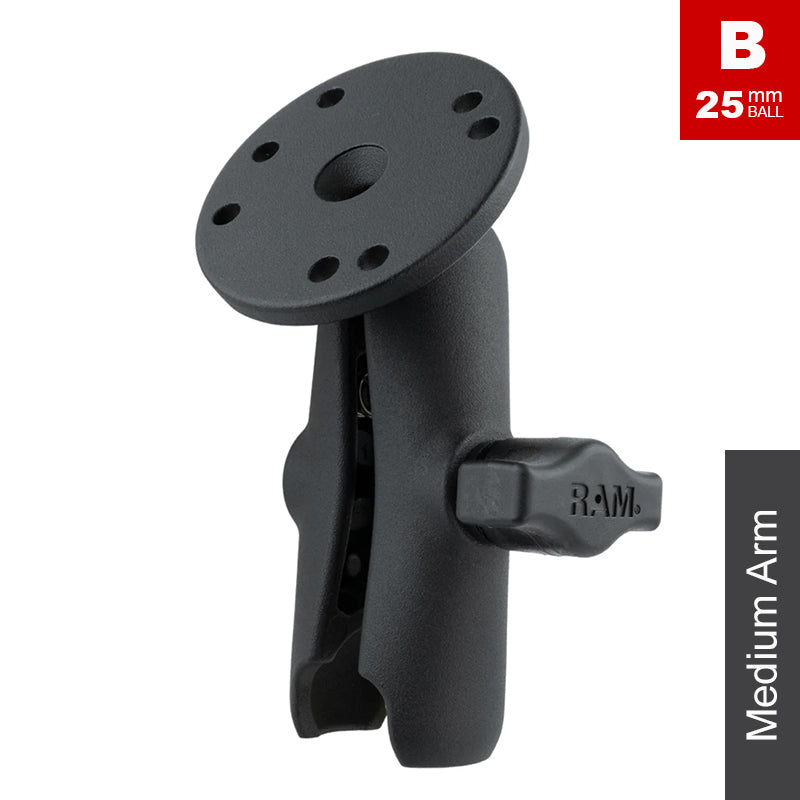RAM Double Socket Arm with Round Base 1" Ball