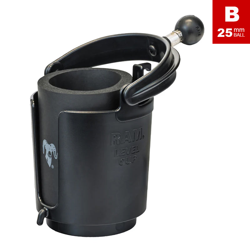 RAM Level Cup Drink Holder with Koozie 1" Ball
