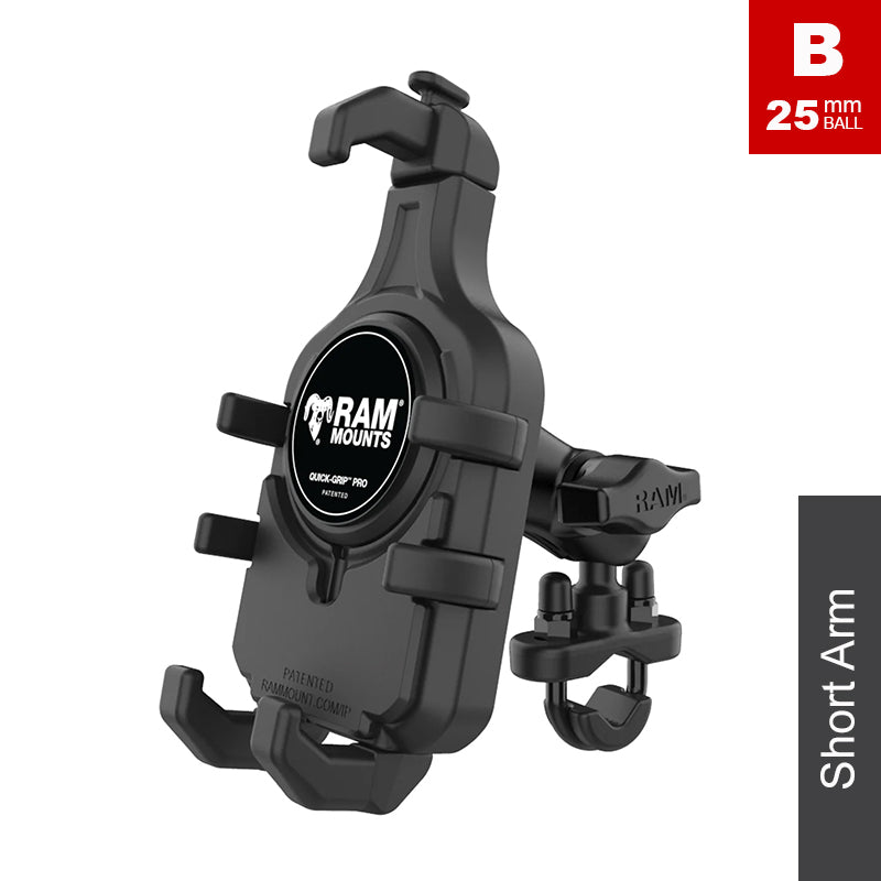 RAM U-Bolt Handlebar Rail Quick-Grip Pro Phone Holder Kit 1" Ball