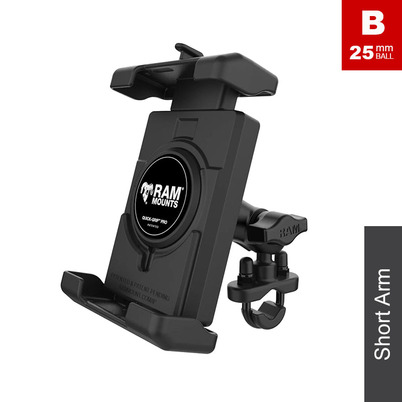 RAM 13-32mm U-Bolt Handlebar Rail Quick Grip Pro XL Phone Kit 1" Ball