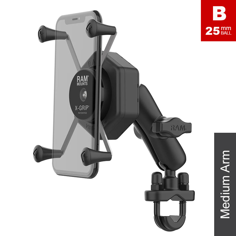 RAM Vibe-Safe 13mm-32mm U-Bolt Handlebar Large X-Grip Phone Kit