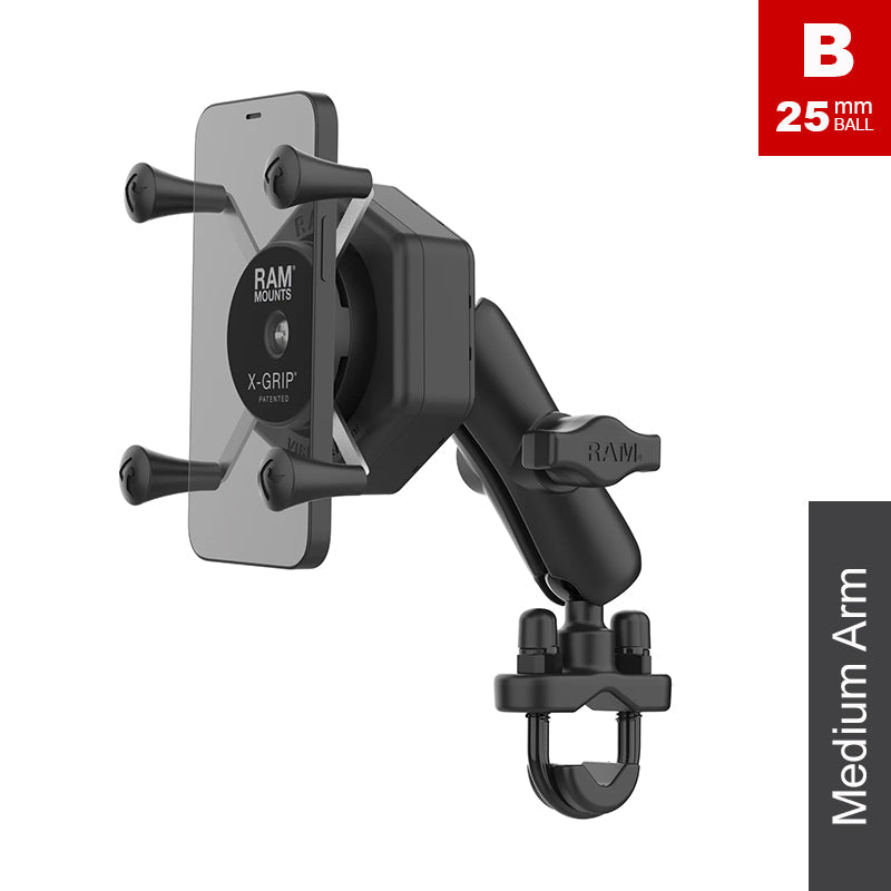 RAM Vibe-Safe 13mm-32mm U-Bolt Handlebar X-Grip Phone Kit