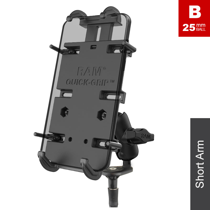 RAM Motorcycle Fork Stem XL Quick Grip Phone Kit