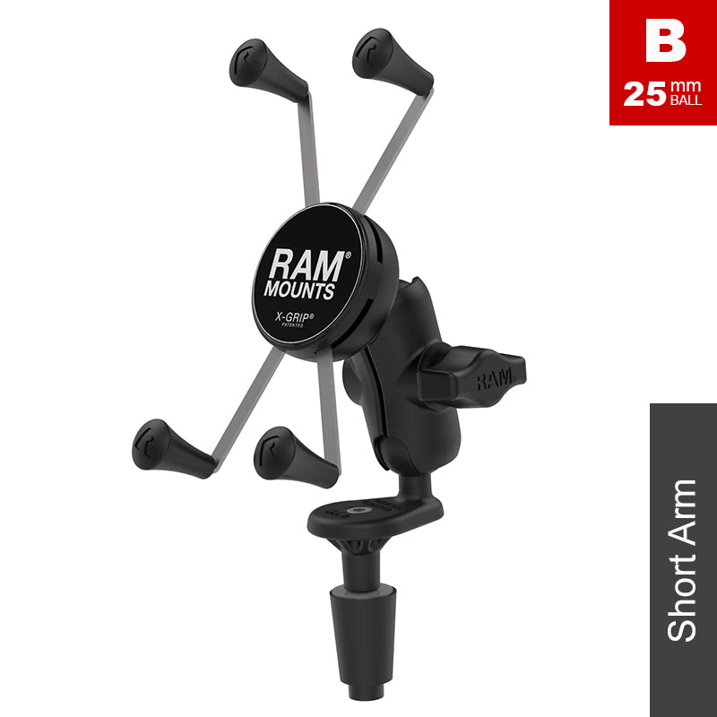 RAM Motorcycle Fork Stem Short Arm Large X-Grip Phone Kit