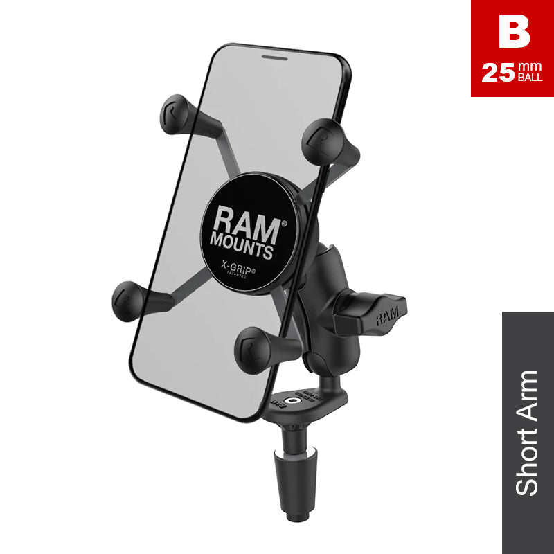 RAM Motorcycle Fork Stem Short Arm X-Grip Phone Kit