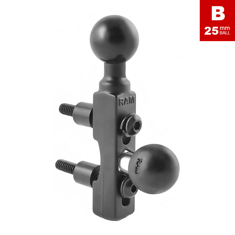 RAM Motorcycle Brake/Clutch Reservoir Base Double 1" Balls