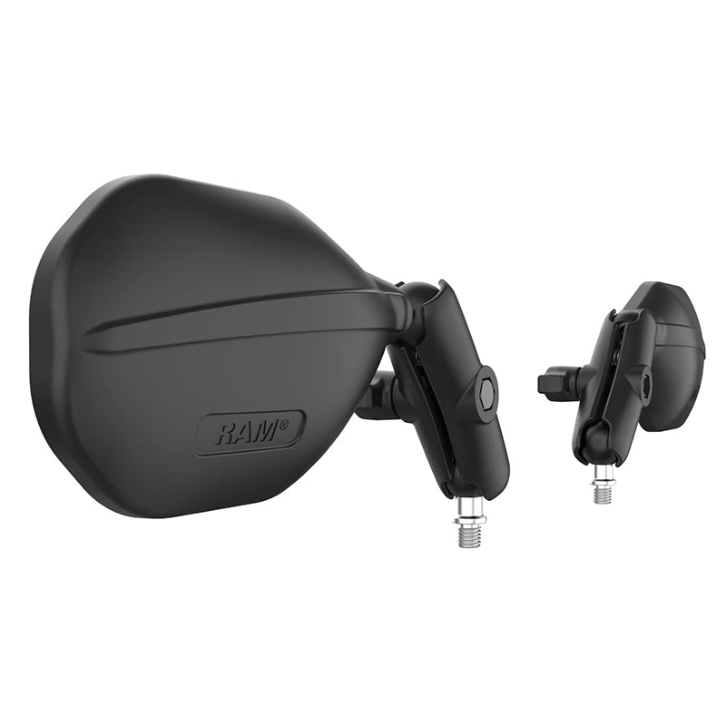 RAM Medium Arm M10-1.25 Left & Right Motorcycle Tough-Mirror Kit 1" Ball