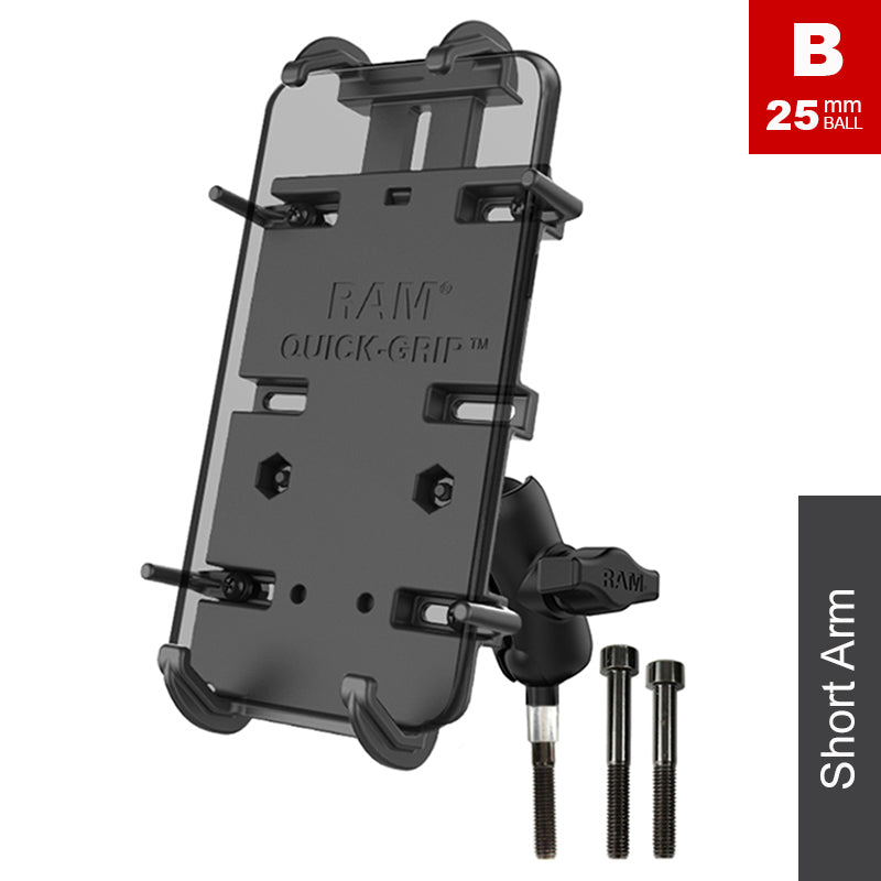 RAM M8 Handlebar Clamp XL Quick Grip Phone Kit