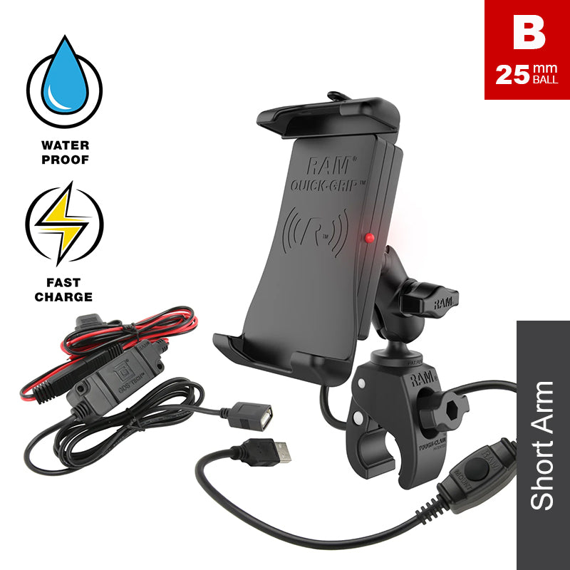 RAM Quick-Grip Waterproof 15W Wireless Charging Tough-Claw Kit