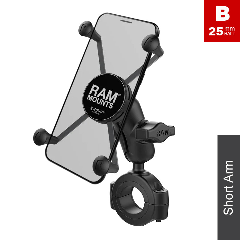RAM Torque 28mm-38mm Handlebar Rail Large X-Grip Phone Kit