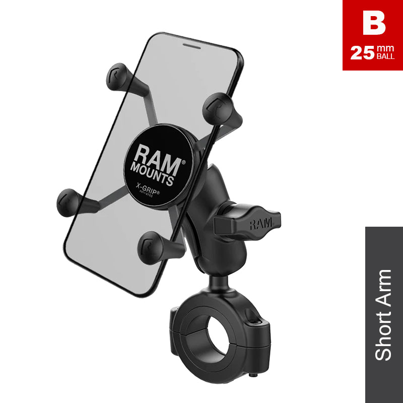 RAM Torque 28mm-38mm Handlebar Rail X-Grip Phone Kit