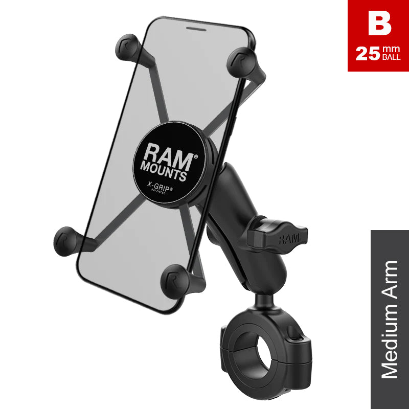 RAM Torque 28mm-38mm Handlebar Rail Large X-Grip Phone Kit