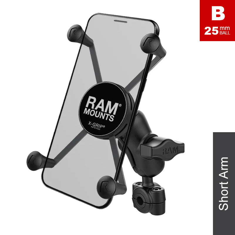 RAM Torque 10mm-16mm Mirror Stem Large X-Grip Phone Kit