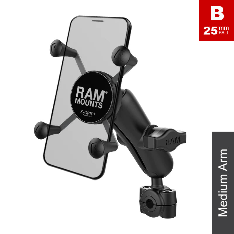 RAM Torque 10mm-16mm Mirror Stem X-Grip Phone Kit