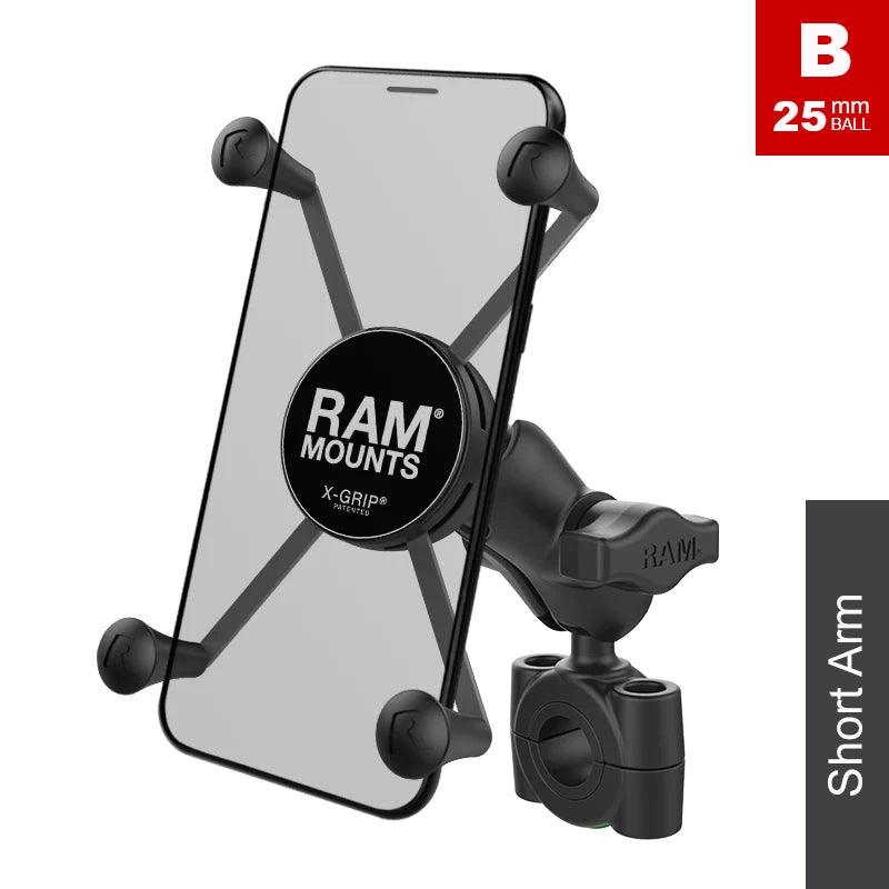 RAM Torque 19mm-25mm Handlebar Rail Large X-Grip Phone Kit
