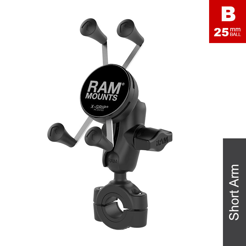 RAM Torque 19mm-25mm Handlebar Rail X-Grip Phone Kit