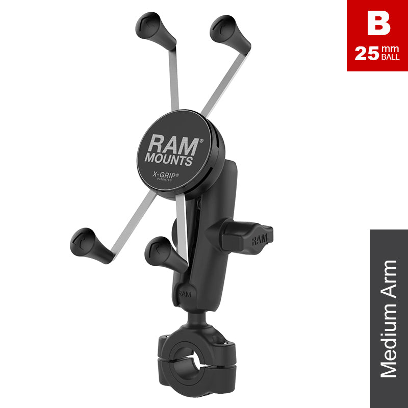 RAM Torque 19mm-25mm Handlebar Rail Large X-Grip Phone Kit
