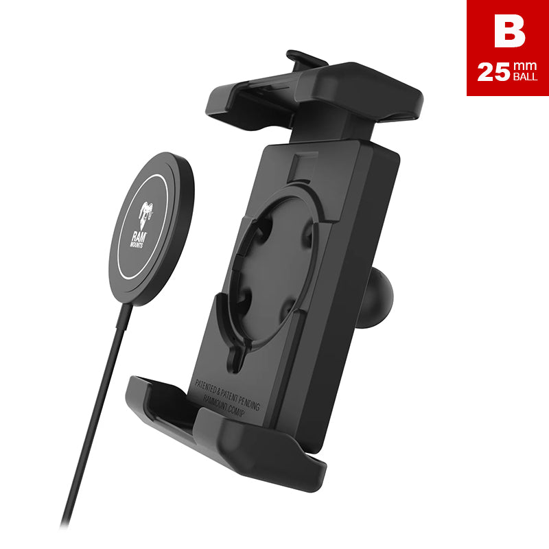 RAM Quick-Grip Pro XL Phone Holder with 15W Qi2 Charger 1" Ball