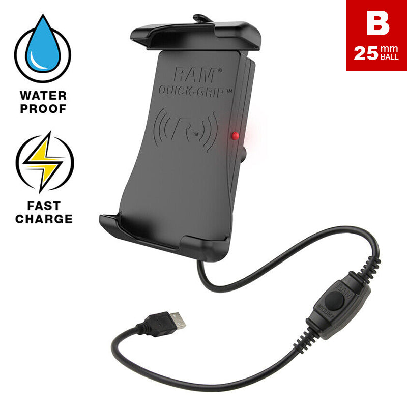 RAM Quick-Grip Waterproof 15W Wireless Charging Holder 1" Ball