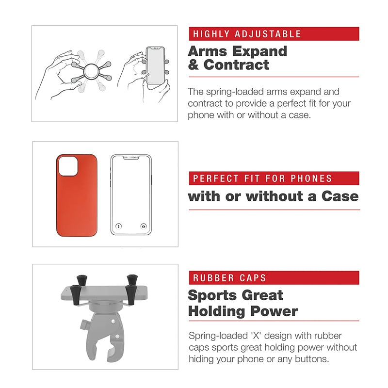RAM Low Profile Medium Tough Claw X-Grip Phone Kit