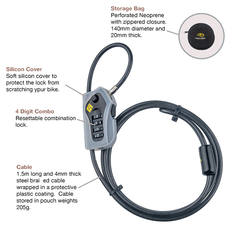 Rocky Creek GearLok Helmet & Luggage Cable & Lock