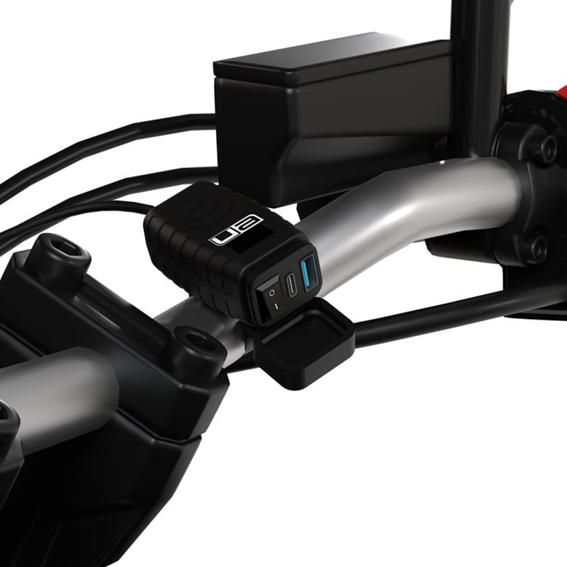 UA SAE to USB & USB-C Handlebar Mount Charger with LED Voltmeter