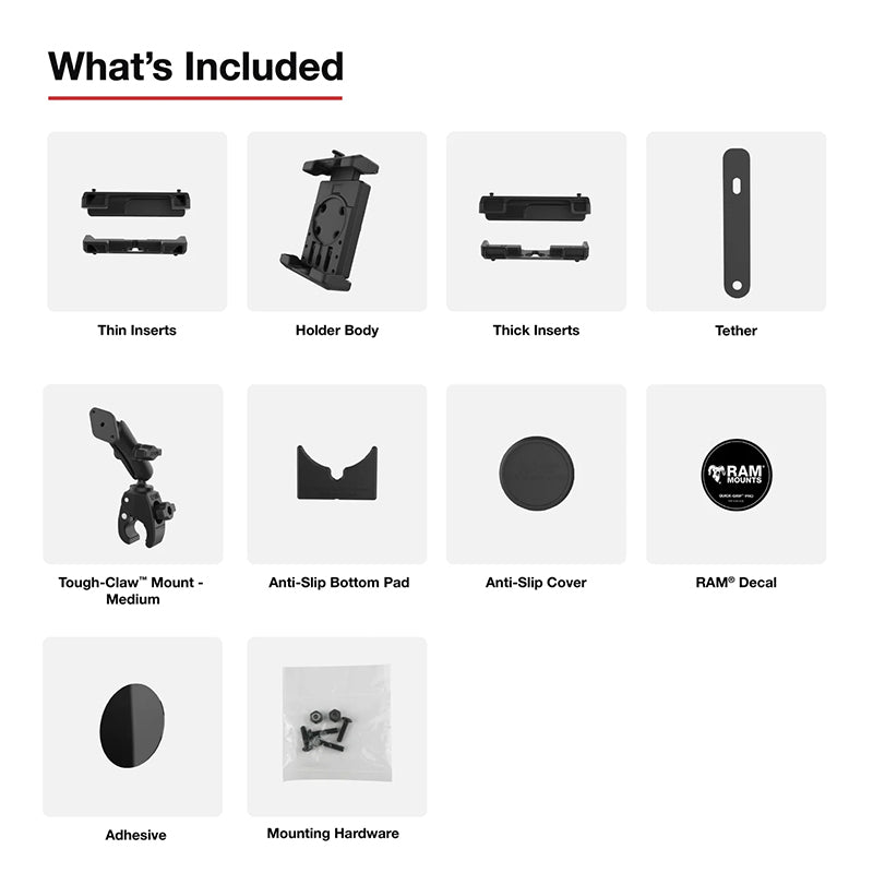 RAM Tough-Claw Medium Arm Quick-Grip Pro XL Phone Kit 1" Ball