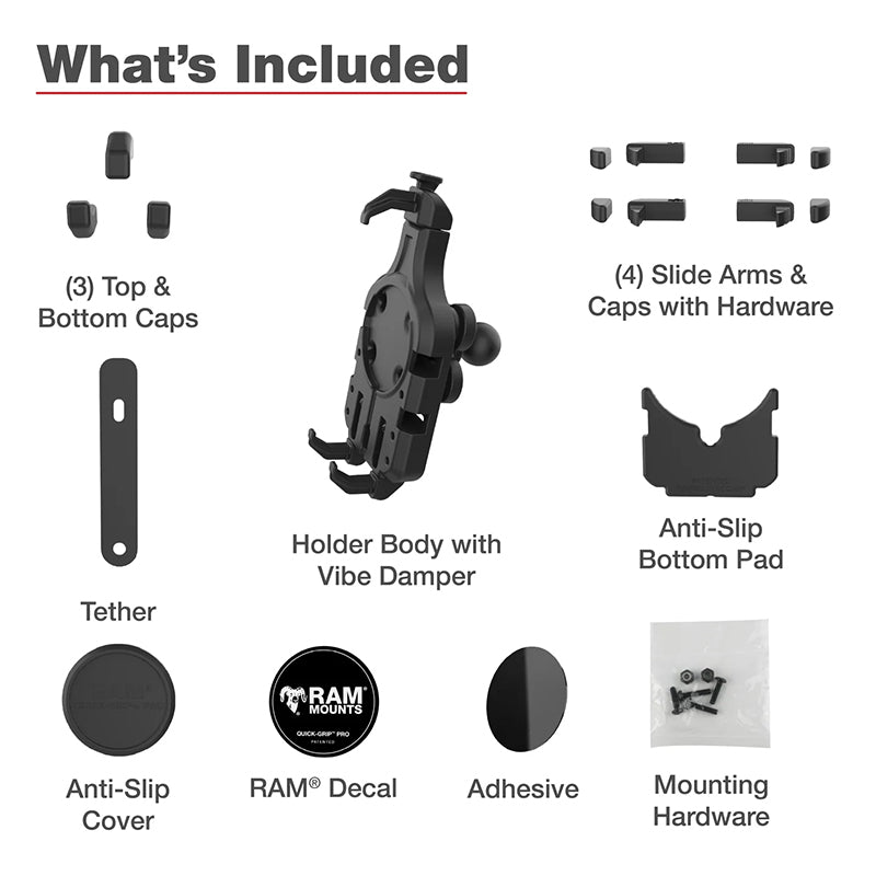 RAM Quick-Grip Pro Phone Holder with Vibration Damper 1" Ball