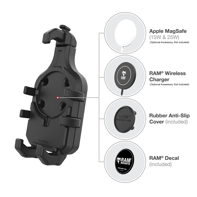 RAM U-Bolt Handlebar Quick-Grip Pro Vibration Damping Phone Kit 1" Ball