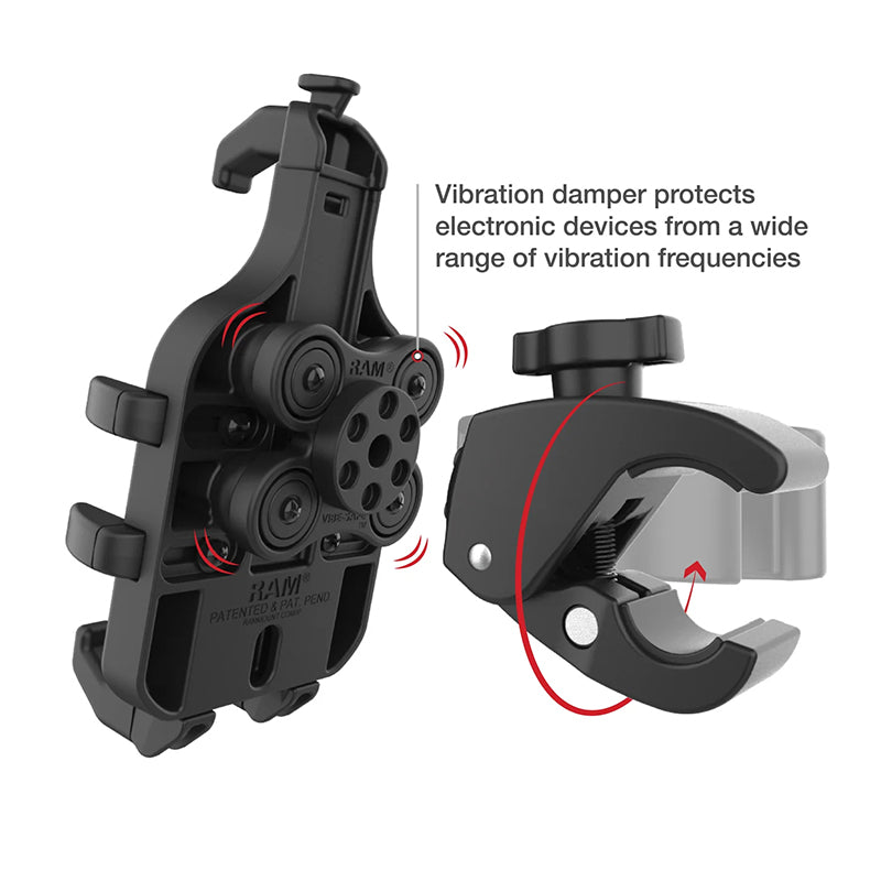RAM Low Profile Tough-Claw Quick-Grip Pro Vibration Damping Phone Kit