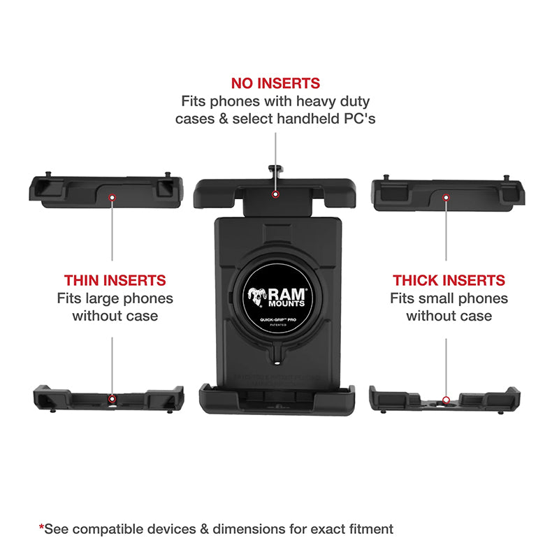 RAM 13-32mm U-Bolt Handlebar Rail Quick Grip Pro XL Phone Kit 1" Ball