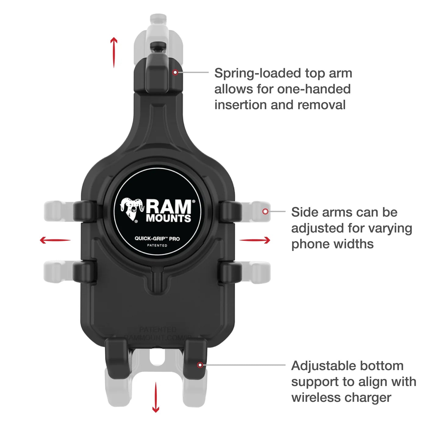RAM Low Profile Tough-Claw Quick-Grip Pro Vibration Damping Phone Kit