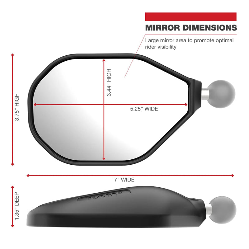 RAM Right Motorcycle Tough-Mirror