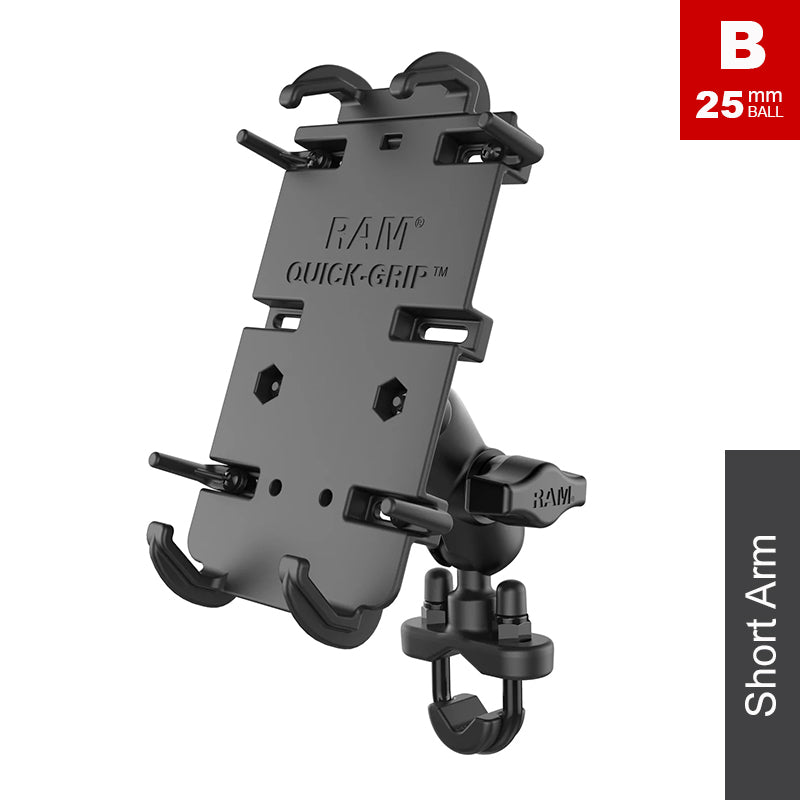 RAM 13mm-32mm U-Bolt Handlebar XL Quick Grip Phone Kit