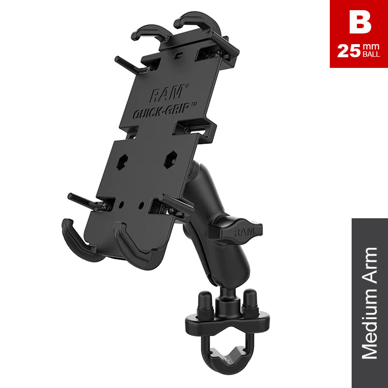 RAM 13mm-32mm U-Bolt Handlebar XL Quick Grip Phone Kit