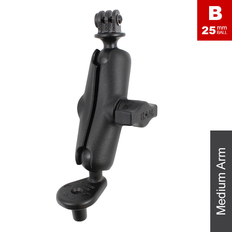 RAM Motorcycle Fork Stem GoPro Action Camera Mount Kit