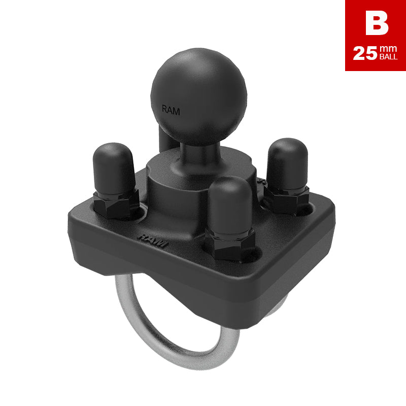 RAM 25mm-32mm Double U-Bolt Rail Base 1" Ball