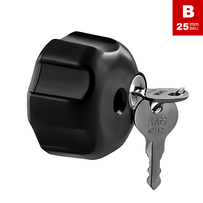 RAM Mount Key Lock Security Knob for B Size 1" Ball Arms