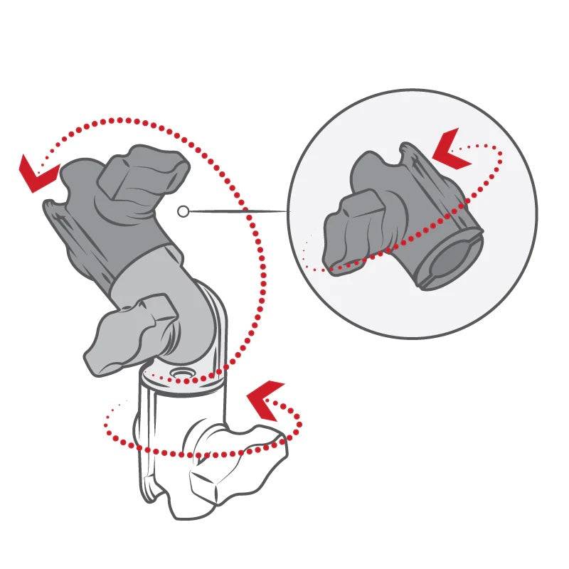 RAM Composite Double Socket Swivel & Ratchet Arm 1" Ball