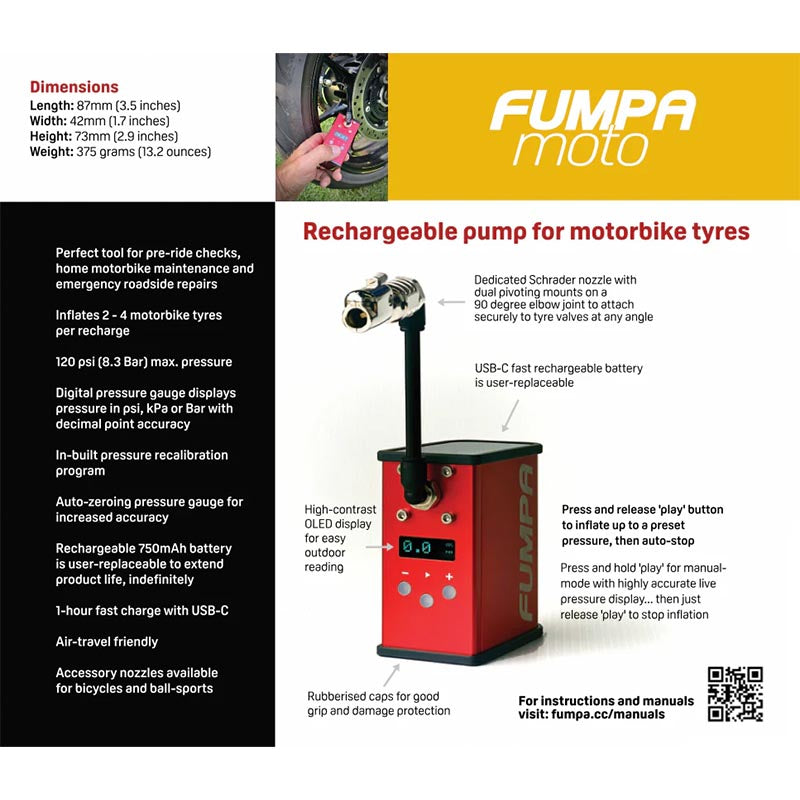 Fumpa Moto Compact Motorcycle Tyre Inflator