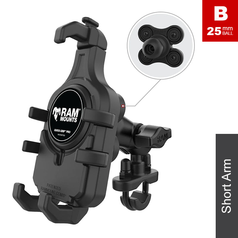 RAM U-Bolt Handlebar Quick-Grip Pro Vibration Damping Phone Kit 1" Ball
