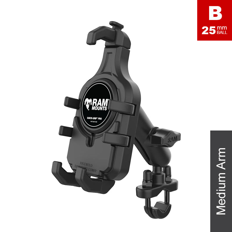 RAM U-Bolt Handlebar Rail Quick-Grip Pro Phone Holder Kit 1" Ball