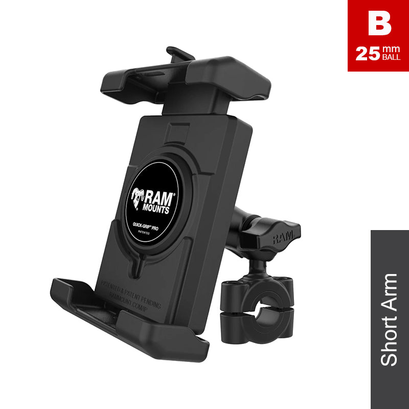RAM Torque 19mm-25mm Handlebar Rail Quick Grip Pro XL Phone Kit 1" Ball