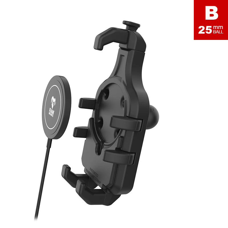 RAM Quick-Grip Pro Phone Holder with 15W Qi2 Wireless Charger 1" Ball