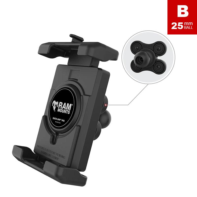 RAM Quick Grip Pro XL Phone Holder with Vibration Damper 1" Ball