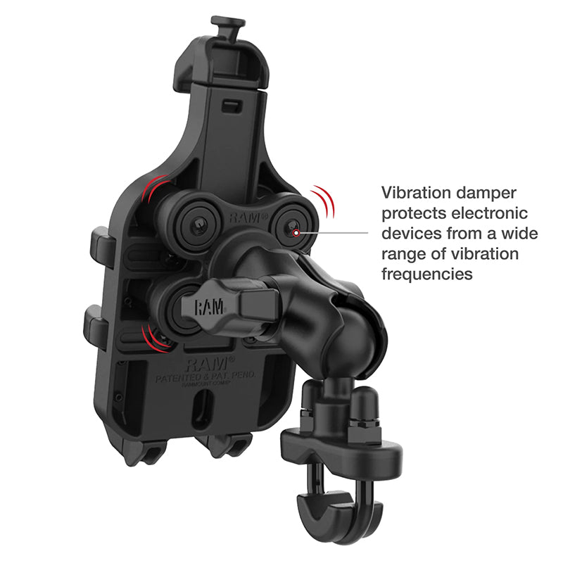 RAM U-Bolt Handlebar Quick-Grip Pro Vibration Damping Phone Kit 1" Ball