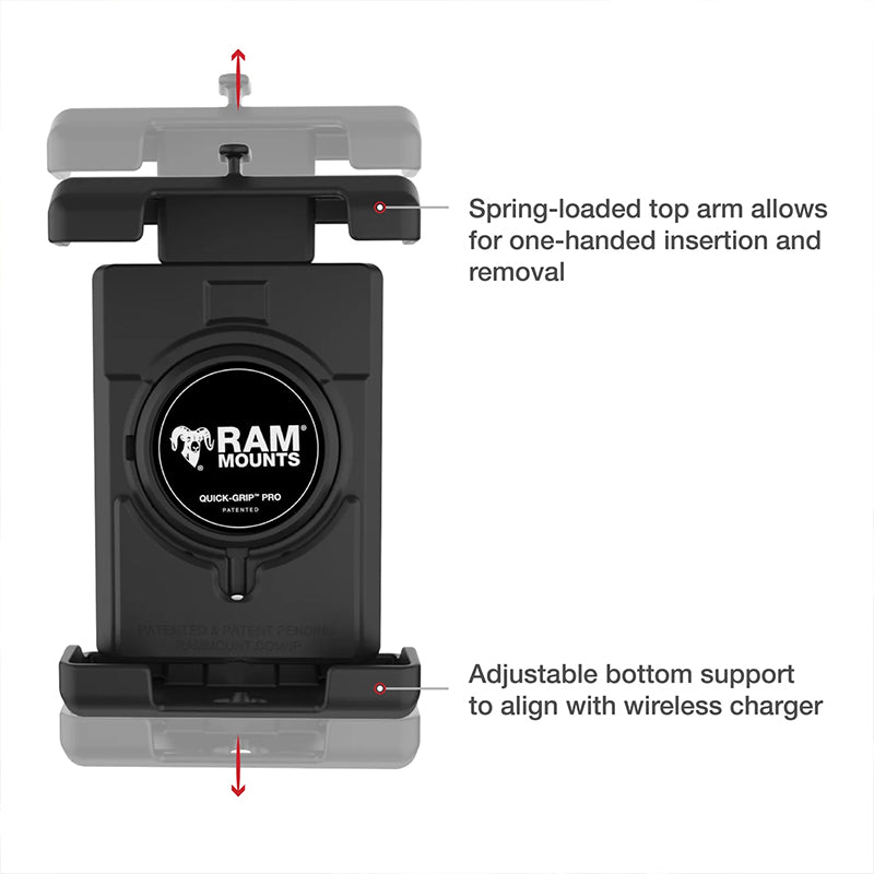 RAM 13-32mm U-Bolt Handlebar Rail Quick Grip Pro XL Phone Kit 1" Ball